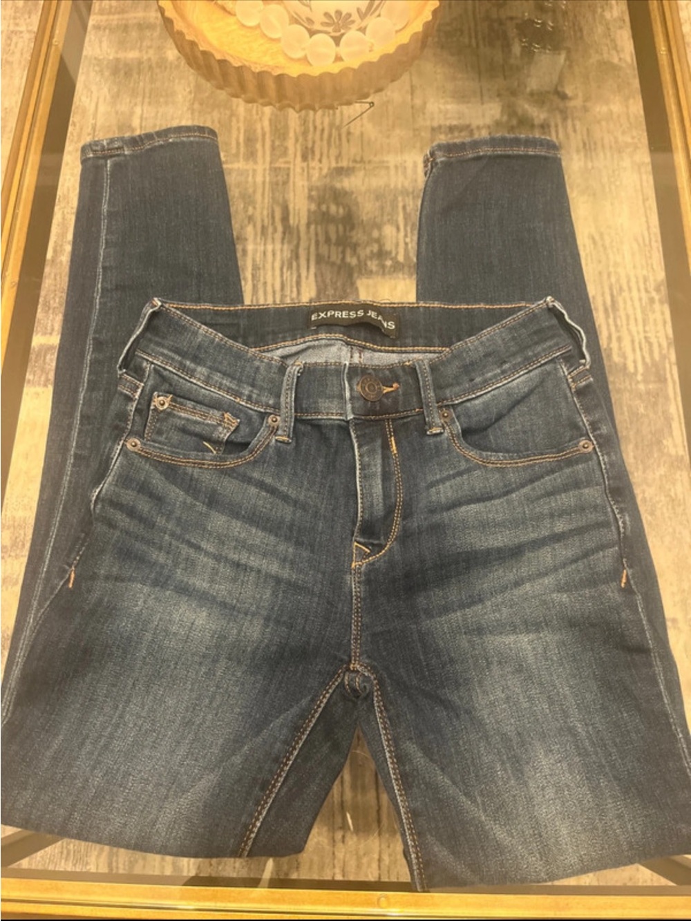 Express Women's Dark Indigo Stretch Skinny Jeans